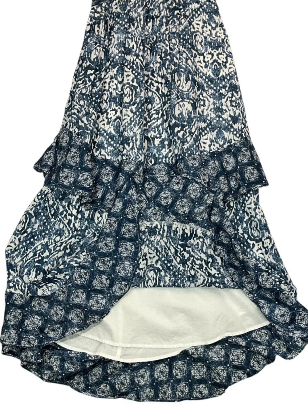 Abercrombie & Fitch Tiered Maxi Dress S Blue Ruffle Sleeveless Summer